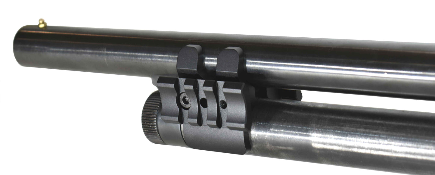 Remington 870 12 gauge pump aluminum mount with 2 side picatinny rails.