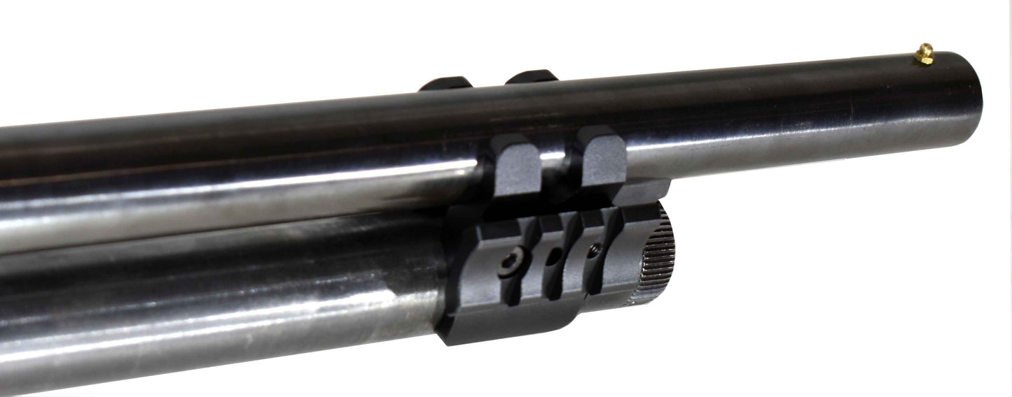 Mossberg 500 flex 12 gauge pump aluminum mount with 2 side picatinny rails.