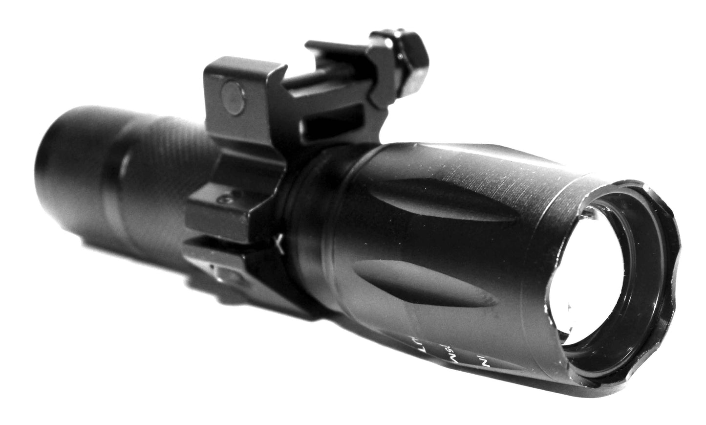 Aluminum flashlight for shotguns and rifles.