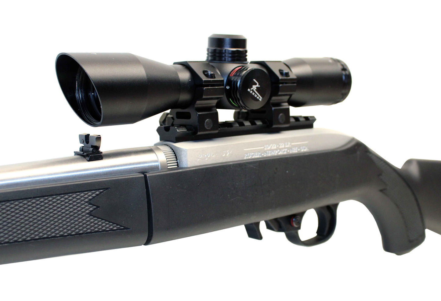 4X32MLF Compact Scope with Red/Green 5 Line Reticle and 1″ Picatinny Scope Rings for Mossberg Patriot.