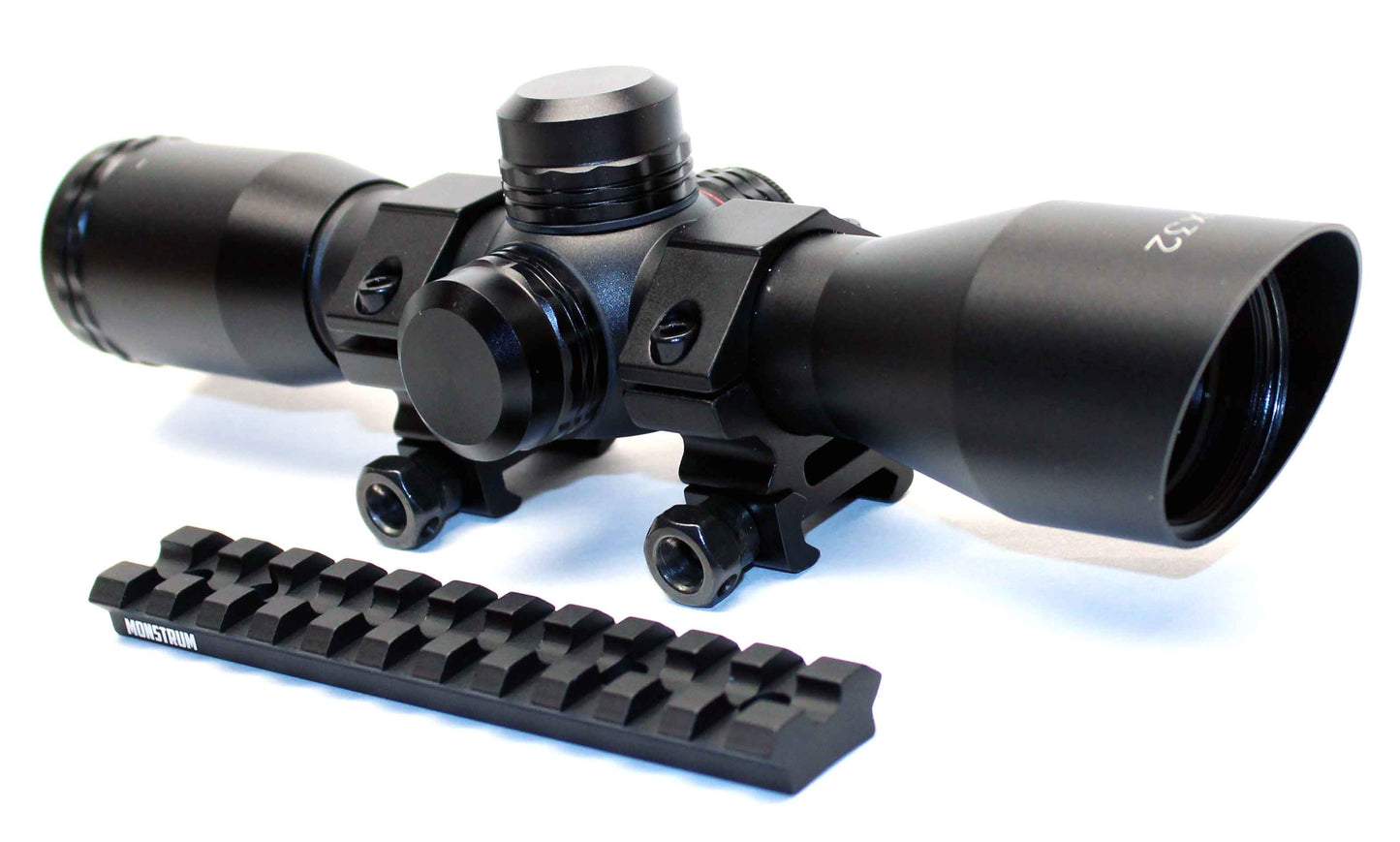 4X32MLF Compact Scope with Red/Green 5 Line Reticle and 1″ Picatinny Scope Rings for Ruger 10/22 model.