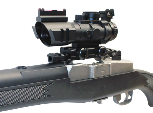 Ruger Model 30 rifle scope sight and rail combo aluminum black hunting accessories.