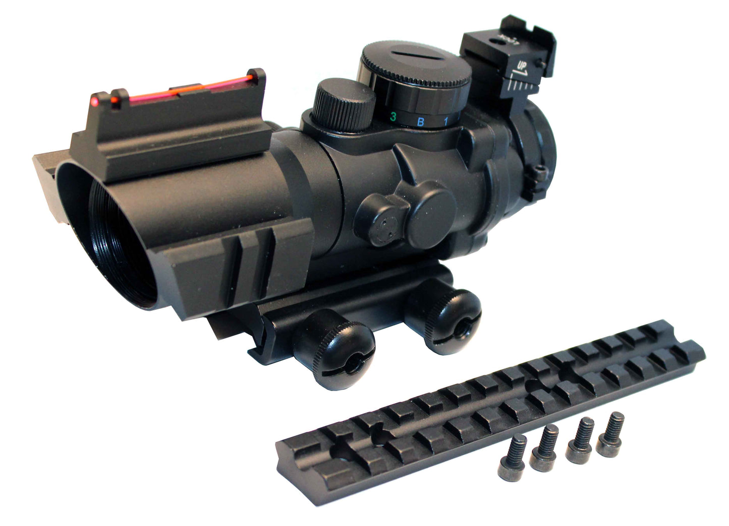 4X32 Tactical Scope sight with Red/Green/Blue Mildot Reticle for Mossberg 590 12 gauge.