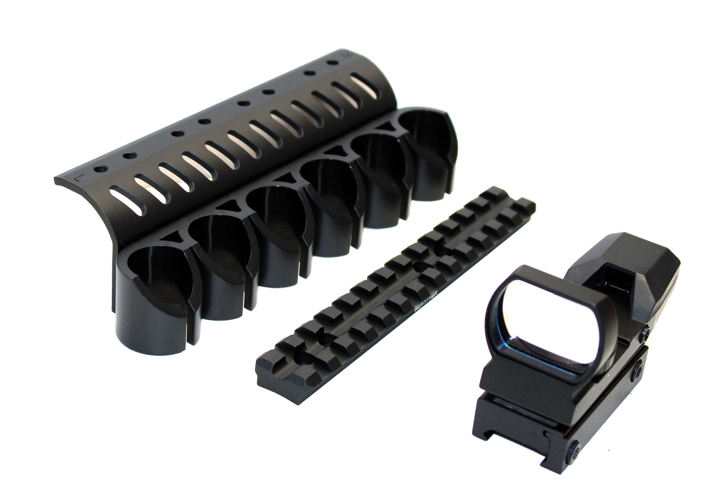 Mossberg 590a1 picatinny base mount, shell holder and reflex sight combo 12 gauge.