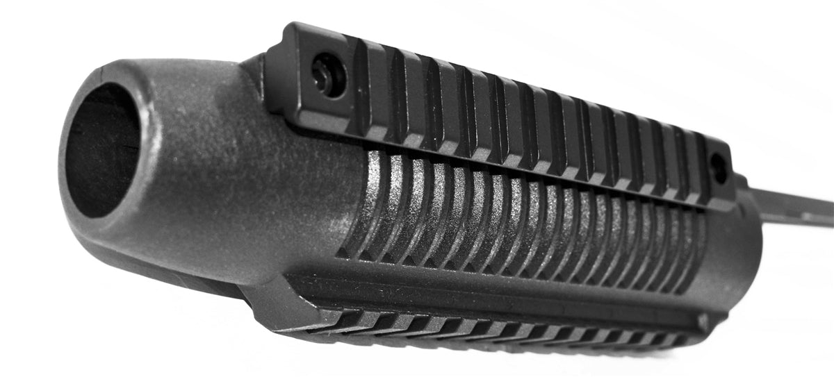 Mossberg 500A 12 Gauge Pump Action Handguard With Angled Foregrip black.