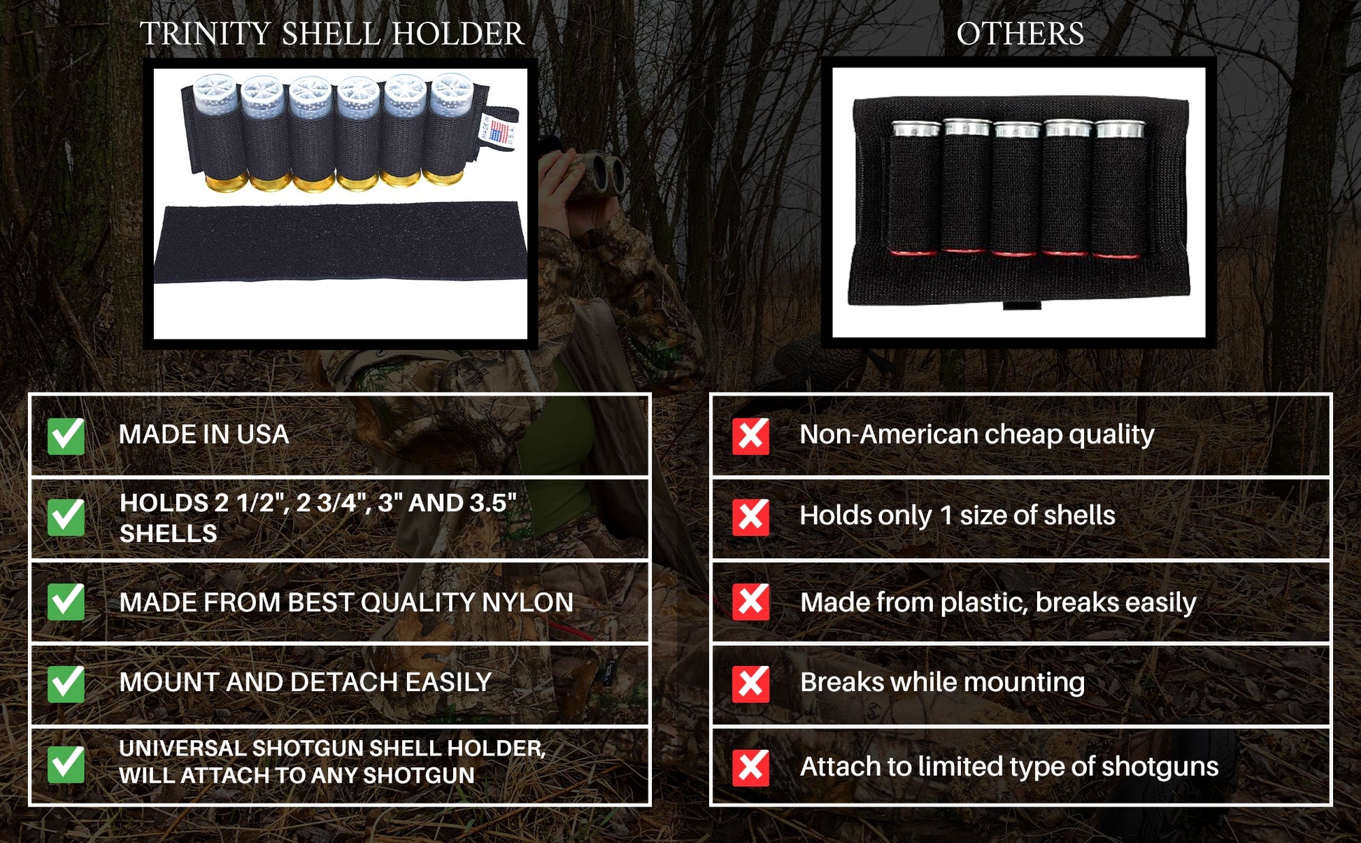 Benelli super nova 12 gauge Shells Carrier Hunting Accessory Holder Tactical Shell Pouch Shell Round slug Carrier Reload. - TRINITY SUPPLY INC
