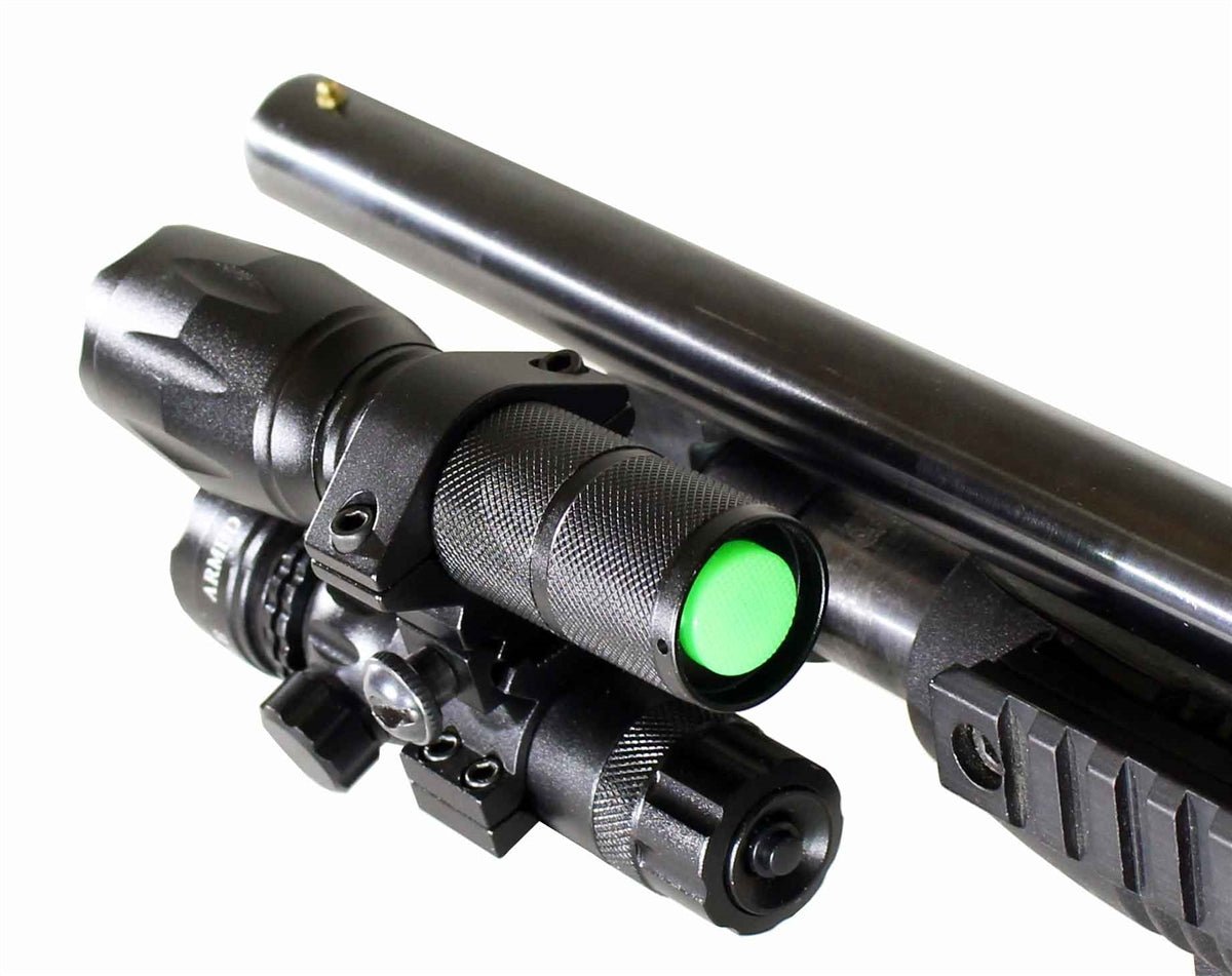 Mossberg 590 Flex 12 gauge pump green laser sight and flashlight combo aluminum black. - TRINITY SUPPLY INC