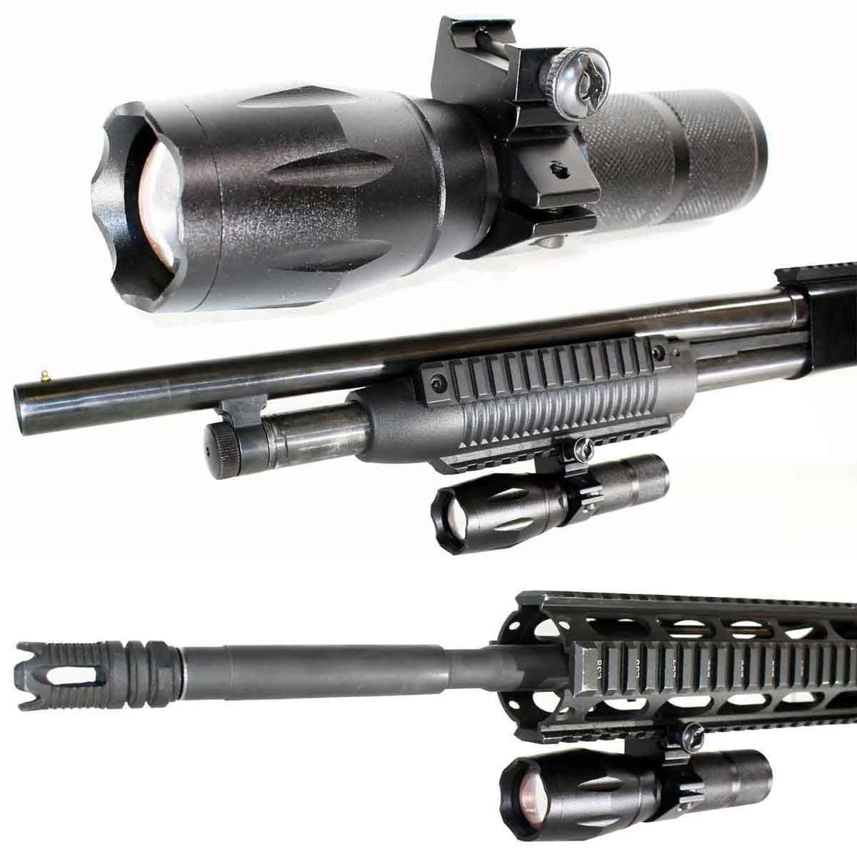 Tactical 1200 Lumen Rechargeable Picatinny Mounted Flashlight Compatible With Rifles. - TRINITY SUPPLY INC
