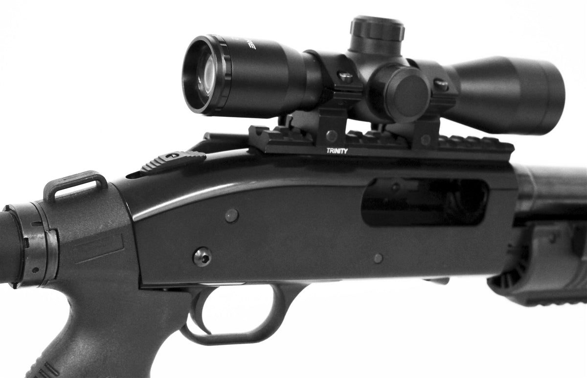Tactical 4x32 Mil-Dot Reticle Scope With Base Mount Compatible With Mossberg 500 12 Gauge Pumps. - TRINITY SUPPLY INC