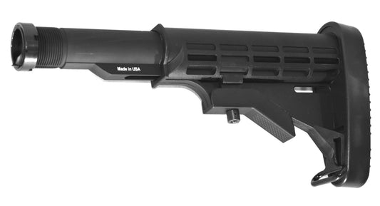 Tactical Adjustable Stock With Butt Pad Compatible With mil-spec threaded Mossberg 500 and Remington 870 pistol grips. - TRINITY SUPPLY INC