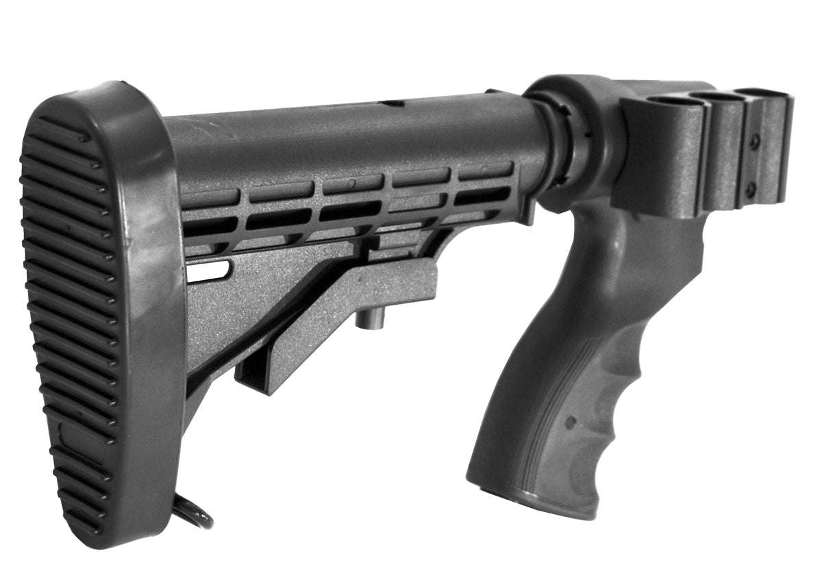 Tactical Adjustable Stock With Shell Holder Compatible With Remington 870 And H&R Pardner 1871 12 Gauge Pump. - TRINITY SUPPLY INC