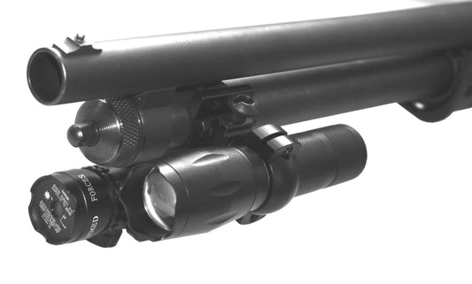 Tactical green laser sight and 1000 Lumen flashlight combo for 12 gauge pumps. - TRINITY SUPPLY INC