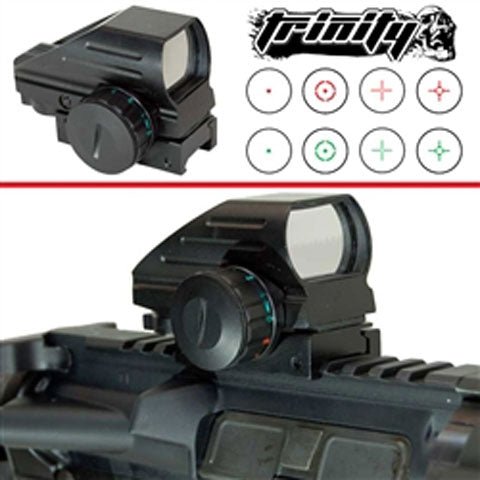 Tactical Reflex Sight Aluminum Black With 4 Reticles Picatinny Style Compatible With Rifles. - TRINITY SUPPLY INC