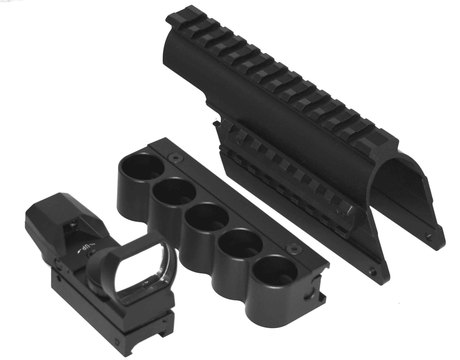 Trinity Aluminum Saddle Mount Shell Holder and reflex sight For Mossberg Maverick 88 12 Gauge Pump. - TRINITY SUPPLY INC