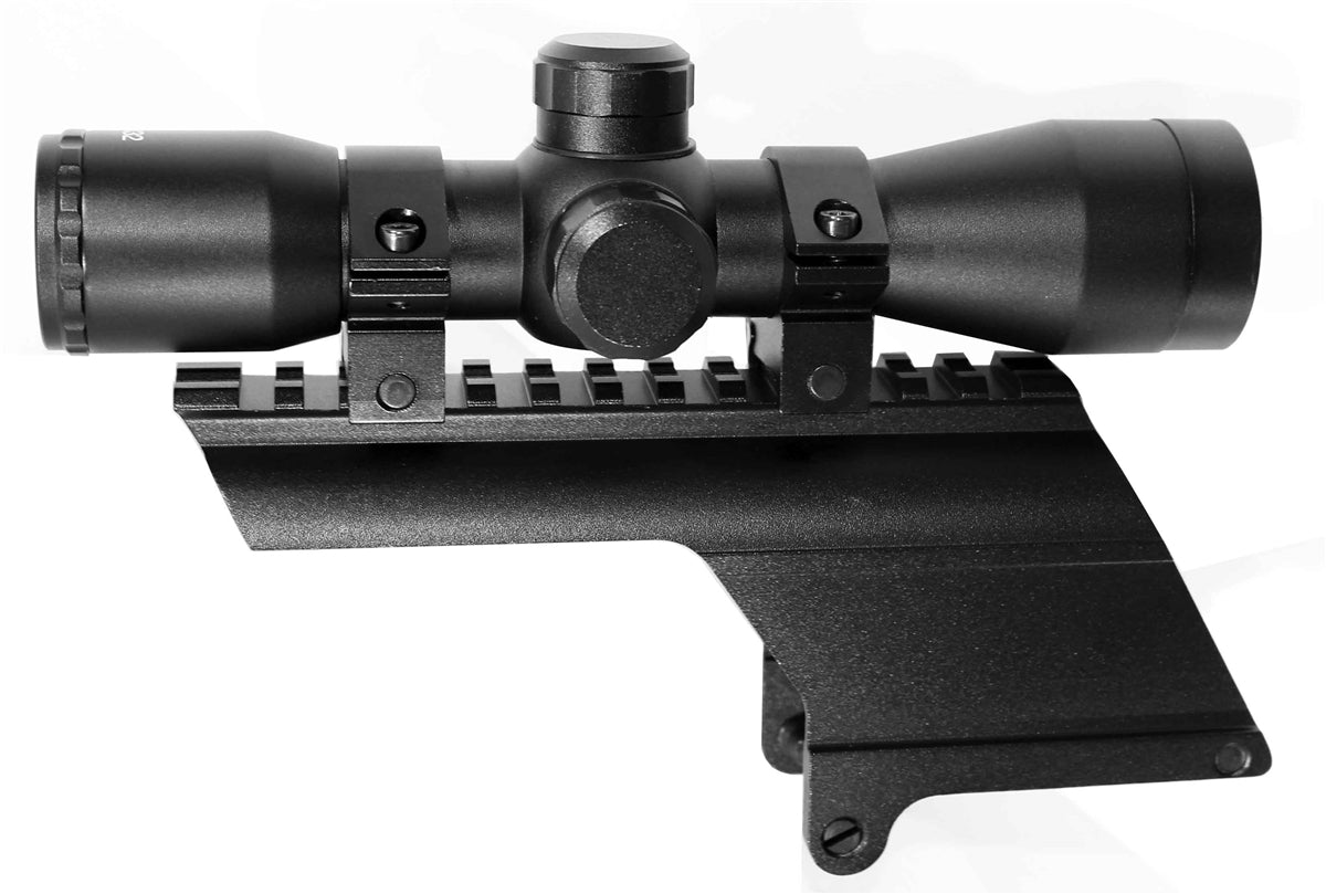 Trinity Saddle Mount Picatinny Rail Adapter With 4x32 Scope Mil-Dot Reticle Compatible With Stevens 320 20 Gauge Pump. - TRINITY SUPPLY INC