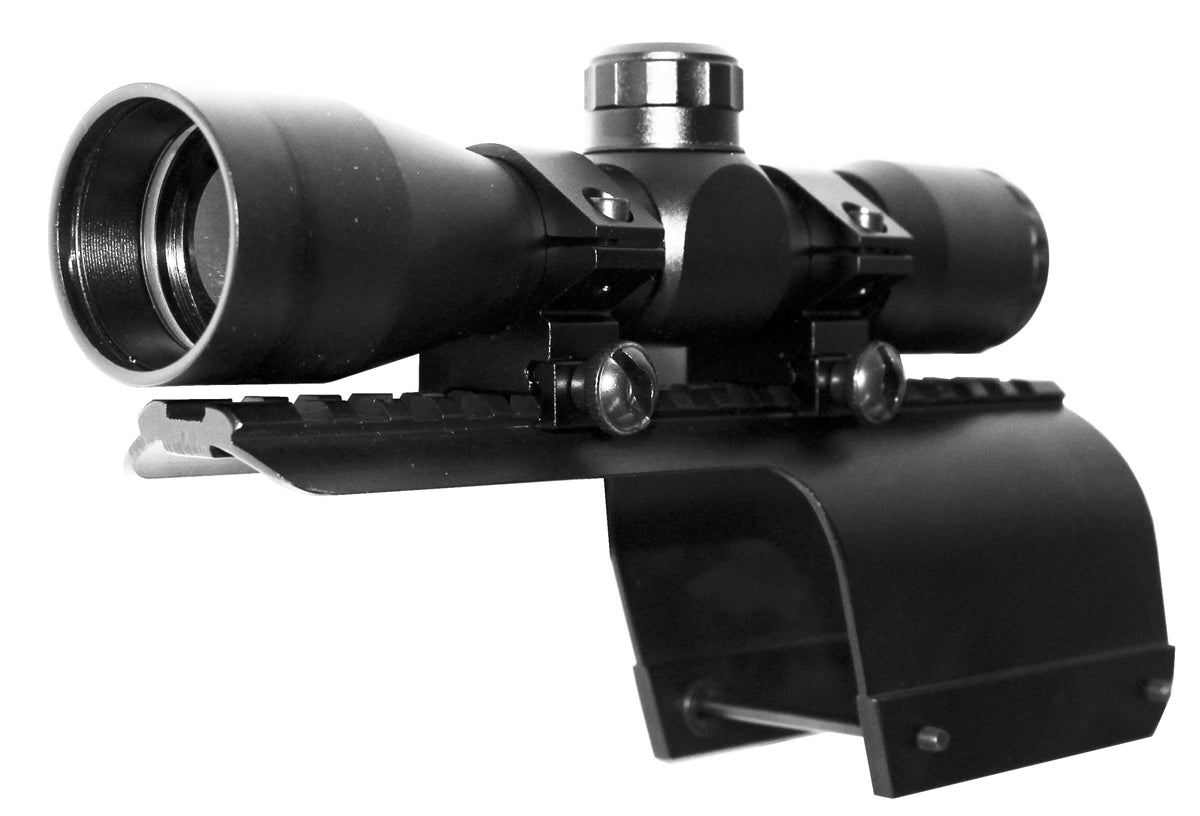 Trinity Saddle Mount Picatinny Rail Adapter With 4x32 Scope Mil-Dot Reticle For Benelli Nova 12 Gauge And Benelli Super Nova 12 Gauge Pumps. - TRINITY SUPPLY INC