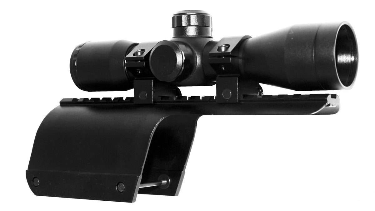 Trinity Saddle Mount Picatinny Rail Adapter With 4x32 Scope Mil-Dot Reticle For Benelli Nova 12 Gauge And Benelli Super Nova 12 Gauge Pumps. - TRINITY SUPPLY INC