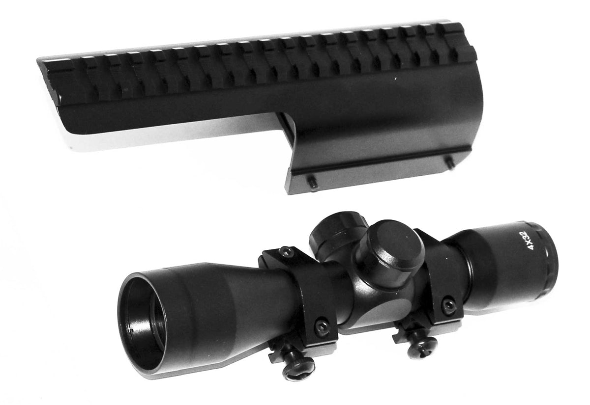 Trinity Saddle Mount Picatinny Rail Adapter With 4x32 Scope Mil-Dot Reticle For Benelli Nova 12 Gauge And Benelli Super Nova 12 Gauge Pumps. - TRINITY SUPPLY INC