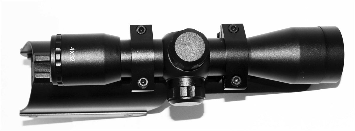 Trinity Saddle Mount Picatinny Rail Adapter With 4x32 Scope Mil-Dot Reticle For Benelli Nova 12 Gauge And Benelli Super Nova 12 Gauge Pumps. - TRINITY SUPPLY INC