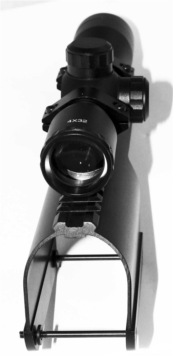 Trinity Saddle Mount Picatinny Rail Adapter With 4x32 Scope Mil-Dot Reticle For Benelli Nova 12 Gauge And Benelli Super Nova 12 Gauge Pumps. - TRINITY SUPPLY INC