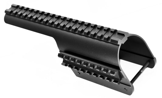 Trinity Saddle Mount Picatinny Single Rail Mount Adapter Compatible With Benelli Nova 12 gauge pump. - TRINITY SUPPLY INC