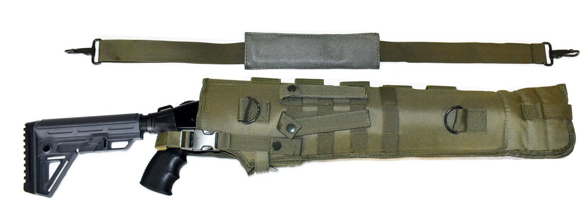TRINITY Tactical Scabbard 25 inches long Green for Kel-tec KSG 12 gauge Pump Action Hunting Tactical Molle Soft Padded case ATV Horse Motorcycle Holder Adapter. - TRINITY SUPPLY INC