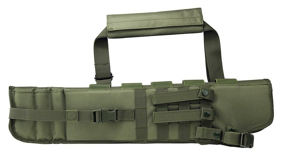 TRINITY Tactical Scabbard 25 inches long Green for mossberg 500 cruiser Pump Action Hunting Tactical molle Soft Padded case ATV Horse Motorcycle Holder Adapter. - TRINITY SUPPLY INC