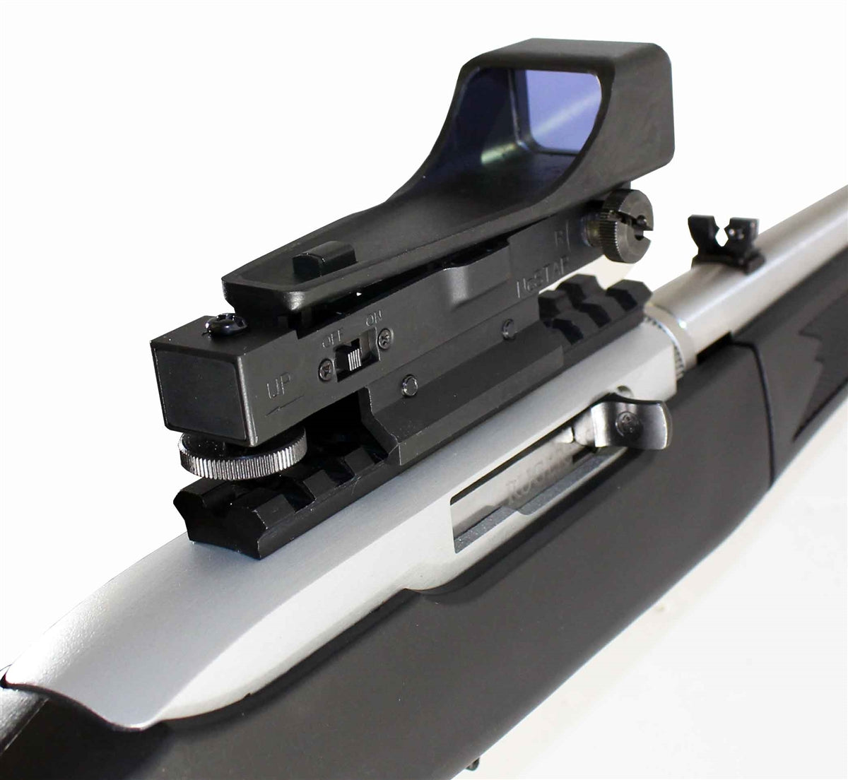 Tactical Red Dot Reflex Sight Aluminum Black With Base Mount For Ruger 10/22 Model Rifle.