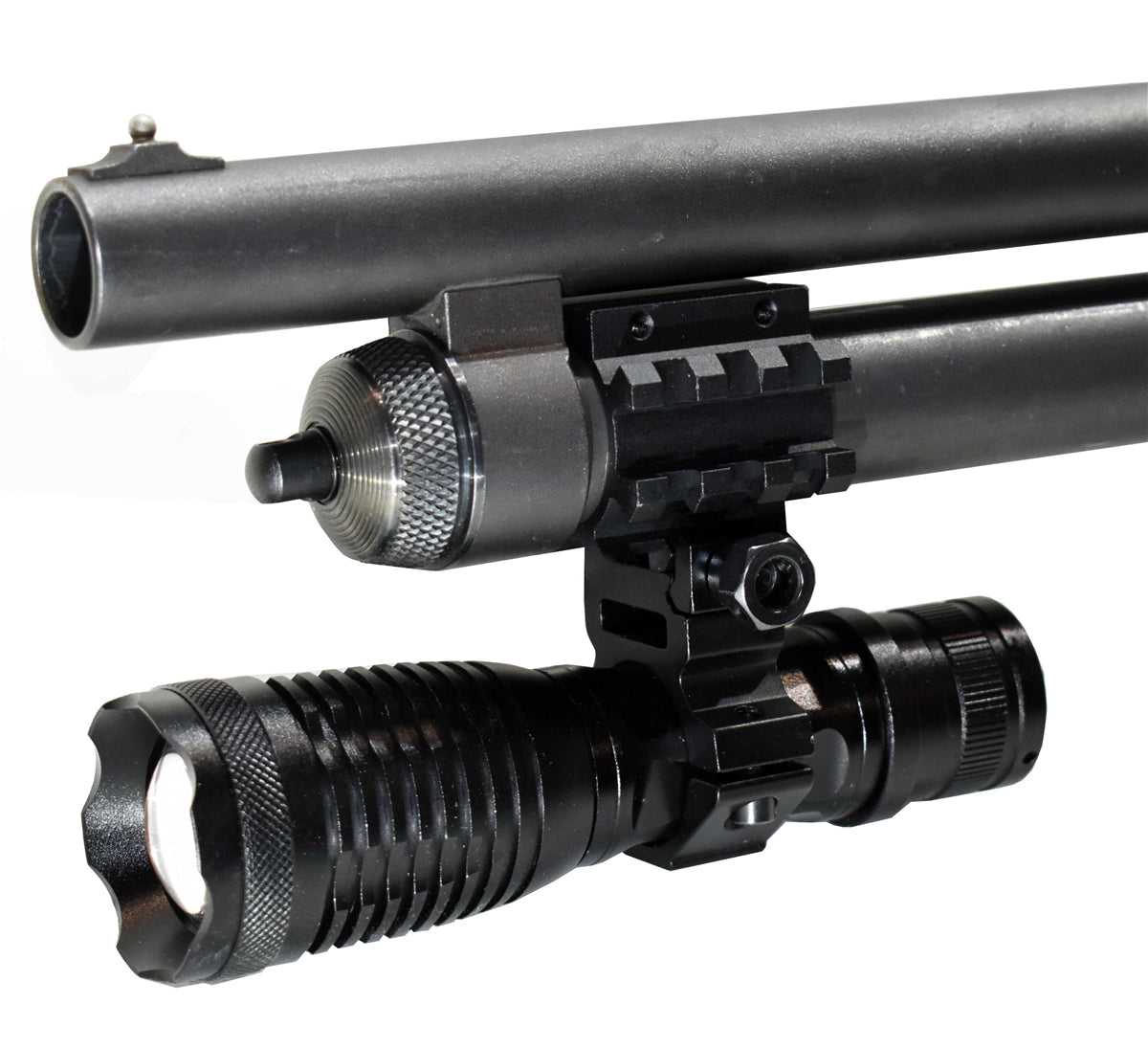 Tactical 1500 Lumen Flashlight With Mount Compatible With Mossberg 500 12 Gauge Shotgun.