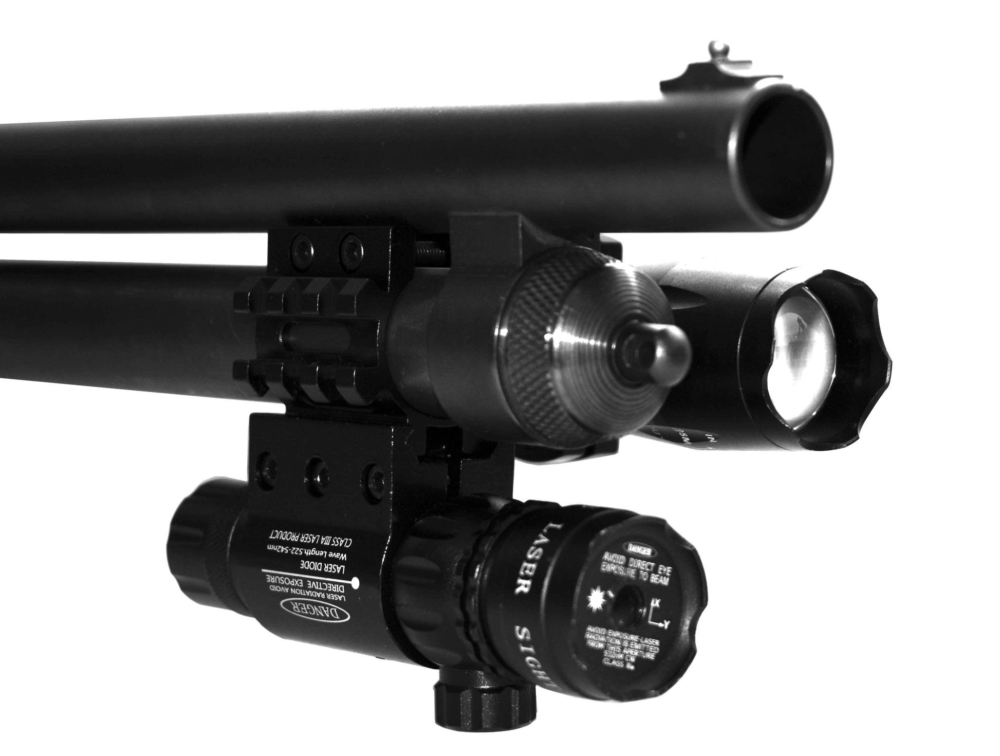 mossberg 590 12 gauge pump flashlight and green laser combo.