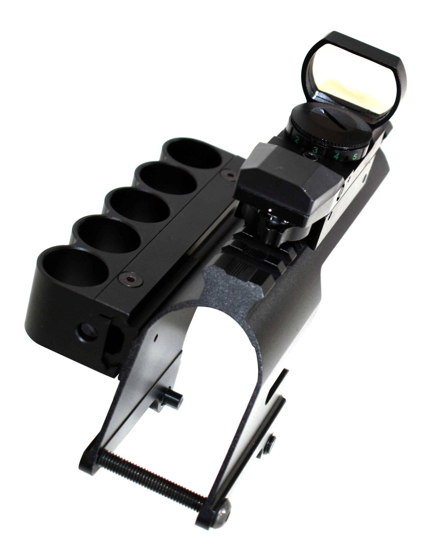 Trinity Saddle Mount With Shell Holder and Reflex Sight Combo Compatible With Savage Stevens 320 12 Gauge Pump.
