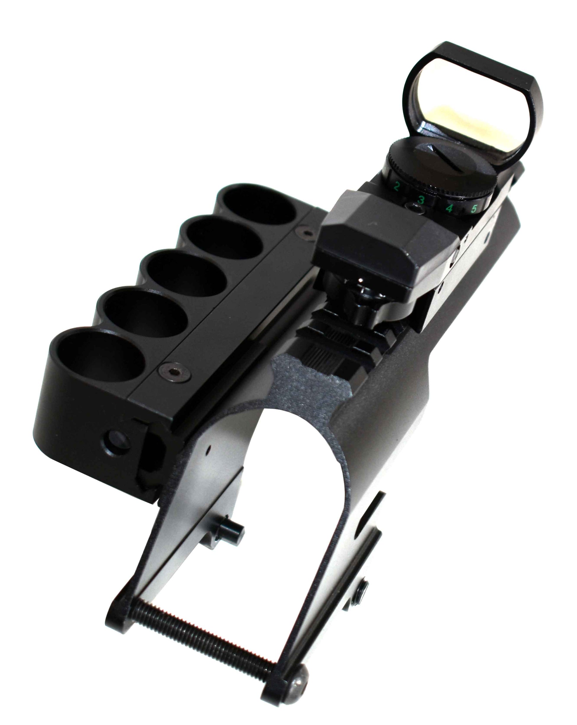 aluminum shell carrier and reflex sight for savage 320 model.