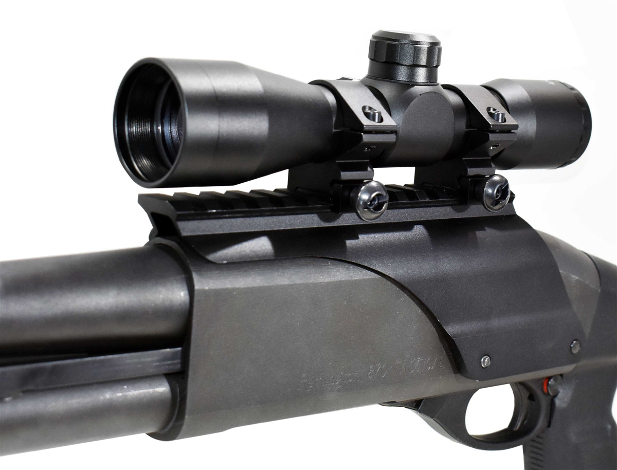 Trinity Saddle Picatinny Mount Adapter With 4x32 Scope Mil Dot Reticle For Remington 870 tac-14 12 Gauge Pump.