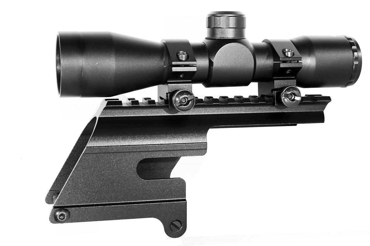 Trinity Saddle Mount Picatinny Rail Adapter With 4x32 Scope Mil-Dot Reticle Compatible With Stevens 320 12 Gauge Pump.
