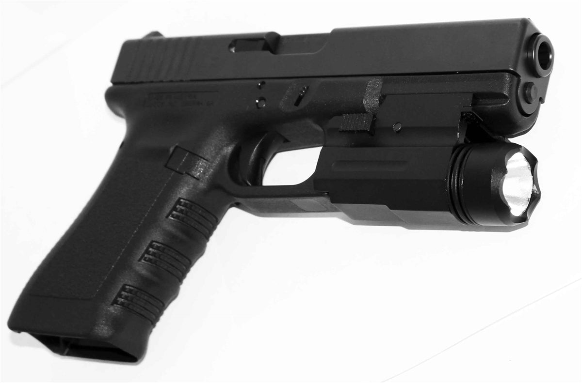 Trinity Weaver Mounted flashlight For Glock 23 gen4 accessories home defense black.