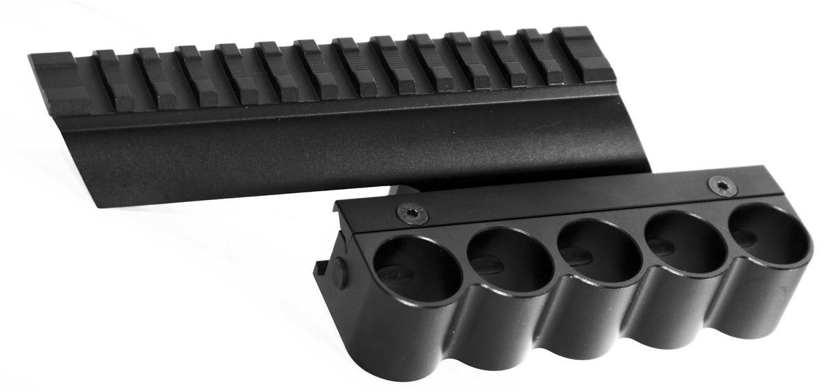 tactical picatinny mount and shell holder for savage stvens 20 12 gauge pump.