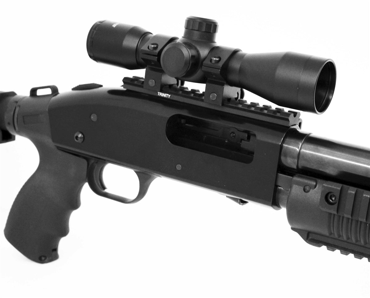 Tactical 4x32 Mil-Dot Reticle Scope With Base Mount Compatible With Mossberg 590 12 Gauge Pumps.