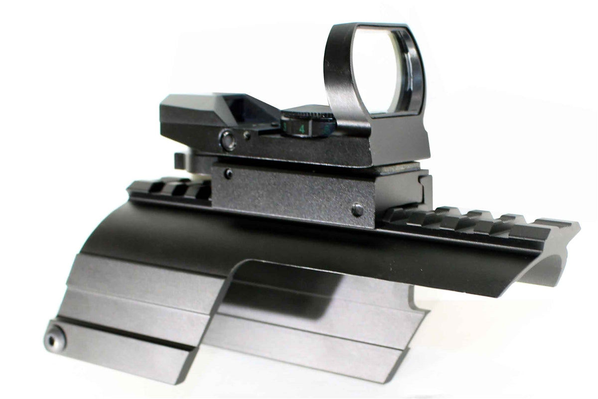 reflex sight and picatinny rail mount.