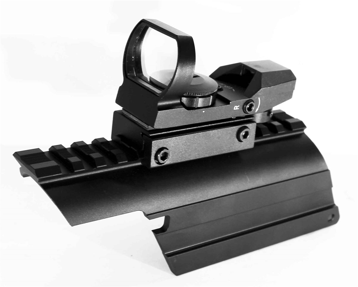 reflex sight and base mount combo for mossberg 500 12 gauge pump.