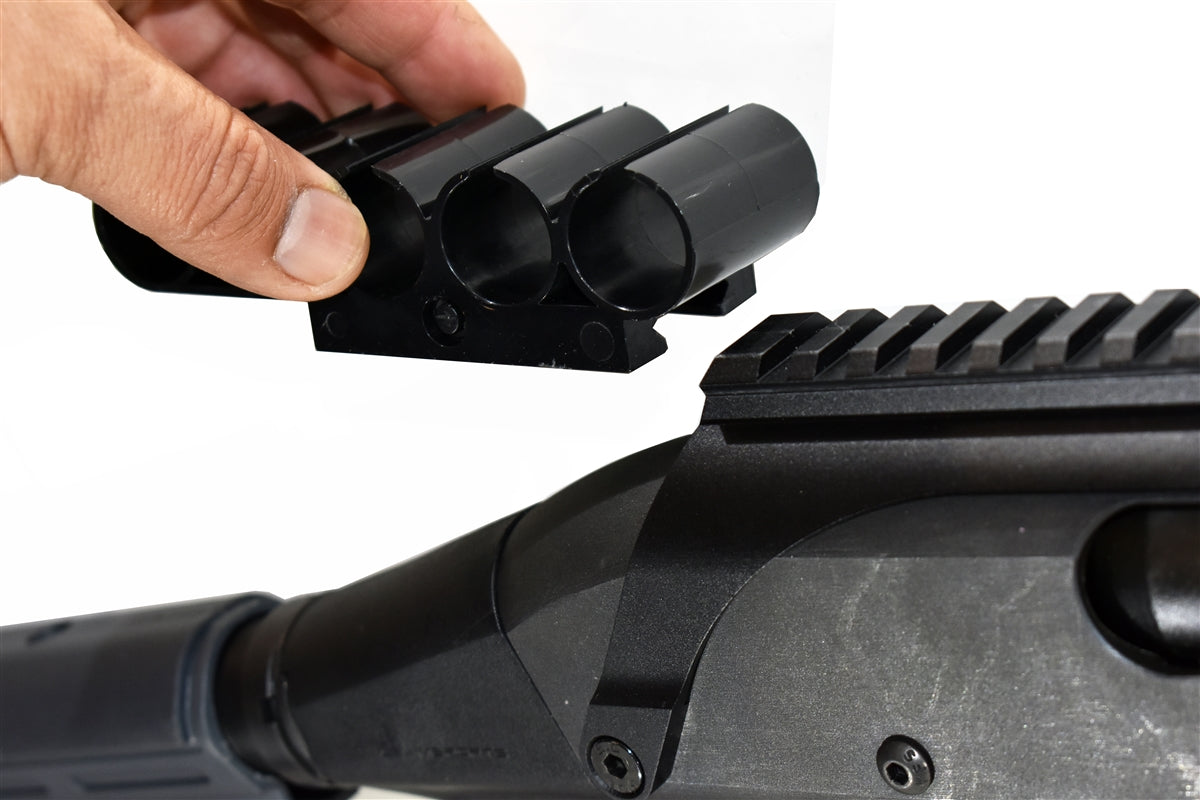 Trinity Saddle With Side Rail Picatinny Mount Adapter With Shell Holder For Remington 870 12 Gauge Pump.