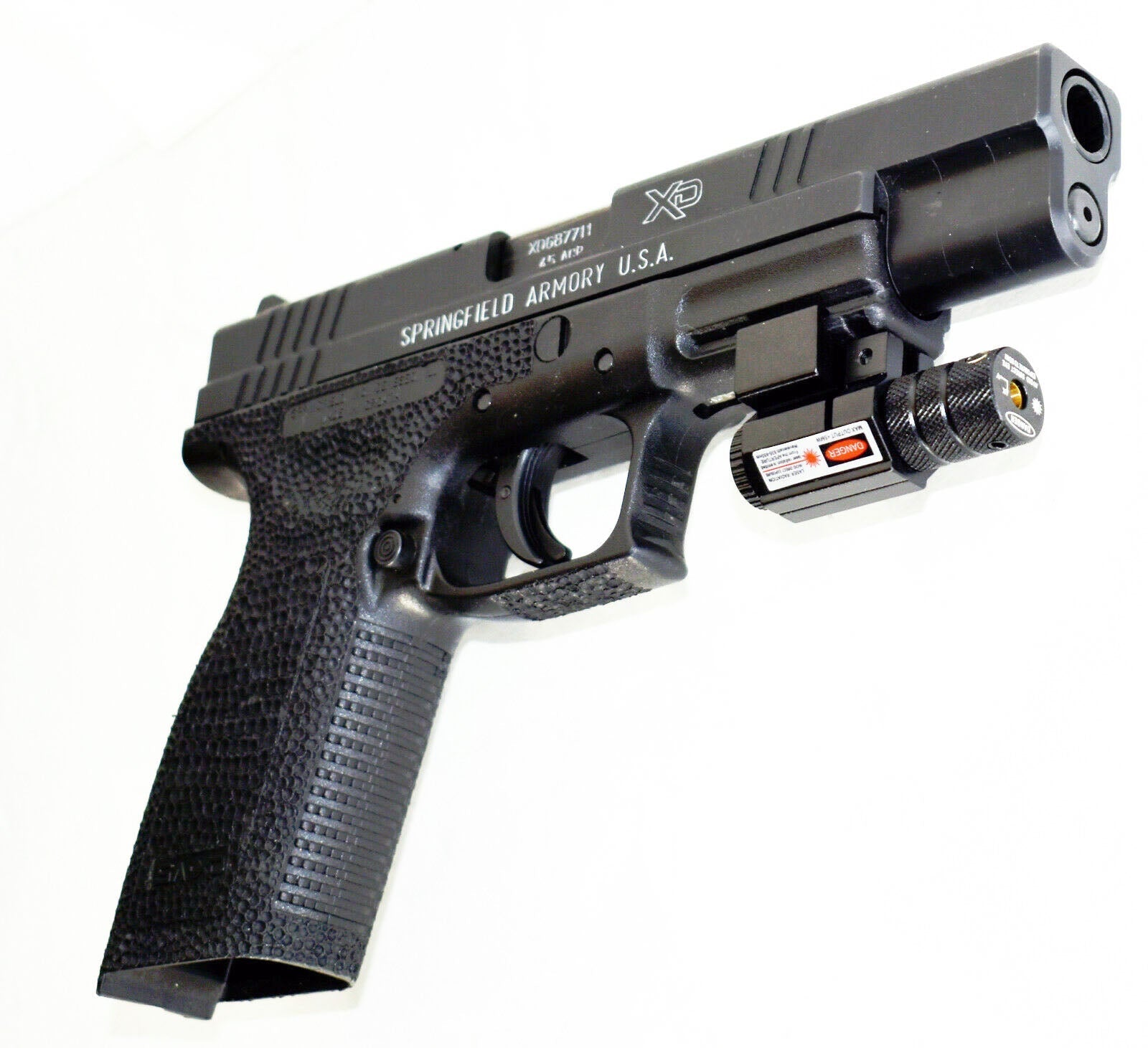 glock 17 handgun red laser sight.