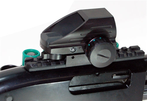 reflex sight and base for mossberg 590 shockwave 12 gauge pump.