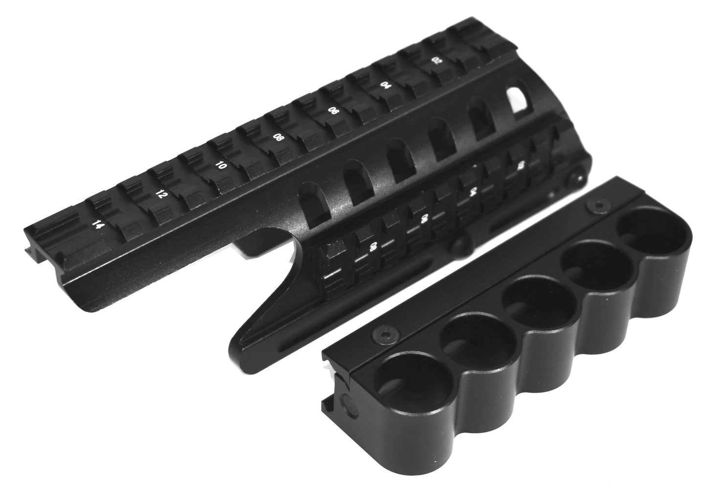 hunting saddle mount and shell carrier for remington 870 pump.