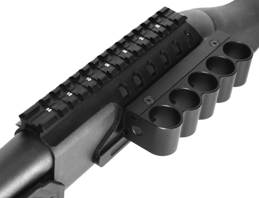 remington 870 picatinny rail and shell carrier combo.
